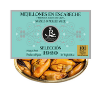 Mussels in pickled Sauce 9/12 pieces, Real Conservera Española,Selección 1920.