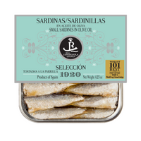 Small Sardines in Olive Oil, 10+ Pieces, Real Conservera Española, Selección 1920.