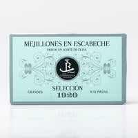 Mussels in pickled Sauce 9/12 pieces, Real Conservera Española,Selección 1920.