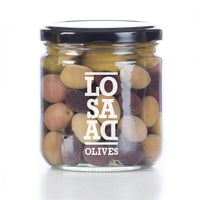 Natural Carmona Olive Mix, Mezcla de Aceitunas Carmona.A selection of unique varieties and traditional Spanish olives containing Gordal, Verdial, Cuquillo, heirloom Cornicabra and commercially extinct Zorzaleña olives. This signature mix is named for Carmona, the town where Aceitunas Losada has resided for more than 50 years.