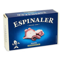 Espinaler Octopus in Olive Oil (Pulpo en Aceite de Oliva).This octopus comes from Galicia, specifically from the Galician Rias along the Atlantic Coast. The best quality tentacles are selected and delicately steamed to maintain their soft texture. Since finding fresh octopus year round can be difficult and expensive, tinned octopus is helpful option. Ingredients: Octopus, olive oil and salt.