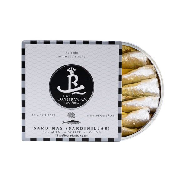 Small Sardines in Olive Oil with a Hint of Lemon 10/14 Pieces  RC( Sardinillas en Aceite de Oliva con un toque de limon)