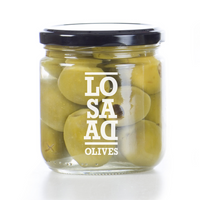 Gordal Olives Pitted, ceituna Gordal Verde sin Hueso. Gordals have a delicate flavor, similar to Manzanilla, and a firm, meaty texture. They are used exclusively for table olives due to their low oil content and these pitted Gordal olives are also called “the fat one” due to their round shape and large size. Produced using a neutral brine, the result is a balanced salt to bitterness ratio, allowing the consumer to truly taste the flesh of the olive.